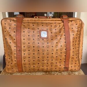 VERY RARE Authentic MCM Visetos Leather Vintage Suitcase Cognac Brown W buckles